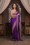 Kashi ~ Handloom Banarasi High Quality Crepe Pure Silk Saree in Purple (Silk Mark Certified)