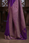 Kashi ~ Handloom Banarasi High Quality Crepe Pure Silk Saree in Purple (Silk Mark Certified)