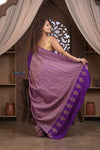 Kashi ~ Handloom Banarasi High Quality Crepe Pure Silk Saree in Purple (Silk Mark Certified)