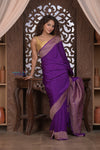 Kashi ~ Handloom Banarasi High Quality Crepe Pure Silk Saree in Purple (Silk Mark Certified)