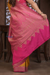 Kashi ~ Handloom Banarasi Khaddi Crepe Georgette Silk Saree in Yellow and Pink (Silk Mark Certified)