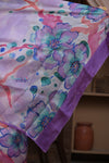 Kashi ~ Handloom Pure Silk Organza Saree in Lilac with Floral Handpaint (Silk Mark Certified)