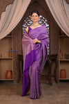 Kashi ~ Handloom Banarasi Khaddi Georgette Silk Saree in Purple (Silk Mark Certified)