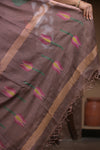 Bengal Gatha ~ Handloom Tissue Silk Saree with Floral Handweave in Brown