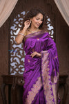 Kashi ~ Handloom Banarasi Pure Silk Saree in Purple (Silk Mark Certified)