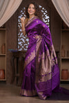 Kashi ~ Handloom Banarasi Pure Silk Saree in Purple (Silk Mark Certified)