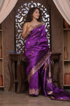 Kashi ~ Handloom Banarasi Pure Silk Saree in Purple (Silk Mark Certified)