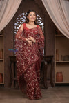 Designed by VMI! Kashi ~ Handloom Pure Organza Silk Saree in Brown with Overall Gotapatti Work(Silk Mark Certified)