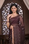 Bengal Gatha ~ Handloom Pure Silk Jamdhani Saree in Brown