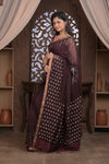 Bengal Gatha ~ Handloom Pure Silk Jamdhani Saree in Brown