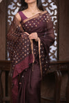 Bengal Gatha ~ Handloom Pure Silk Jamdhani Saree in Brown