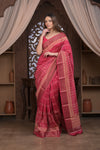 Bengal Gatha ~ Designer Chanderi Cotton Silk Saree with Digital Print in Shades of Pink