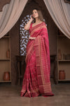 Bengal Gatha ~ Designer Chanderi Cotton Silk Saree with Digital Print in Shades of Pink