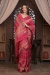 Bengal Gatha ~ Designer Chanderi Cotton Silk Saree with Digital Print in Shades of Pink