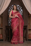 Bengal Gatha ~ Designer Chanderi Cotton Silk Saree with Digital Print in Shades of Pink