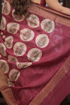 Bengal Gatha ~ Designer Chanderi Cotton Silk Saree with Digital Print in Red and White