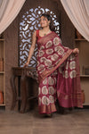Bengal Gatha ~ Designer Chanderi Cotton Silk Saree with Digital Print in Red and White