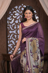 Bengal Gatha ~ Designer Chanderi Cotton Silk Saree with Digital Print in Shades of Purple