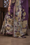 Bengal Gatha ~ Designer Chanderi Cotton Silk Saree with Digital Print in Shades of Purple