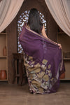 Bengal Gatha ~ Designer Chanderi Cotton Silk Saree with Digital Print in Shades of Purple