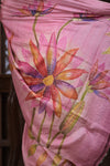 Bengal Gatha ~ Handloom Tussar Silk Saree with Handpainted Floral and Embroidered Art in Blush Pink