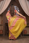 Bengal Gatha ~ Handloom Tussar Silk Saree with Handpainted Floral in Shades of Autumn