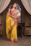 Bengal Gatha ~ Handloom Tussar Silk Saree with Handpainted Floral in Shades of Autumn