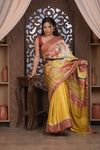 Bengal Gatha ~ Handloom Tussar Silk Saree with Handpainted Floral in Shades of Autumn
