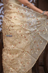 Designed by VMI! Kashi ~ Handloom Pure Organza Silk Saree in Off White with Overall Sequin Work(Silk Mark Certified)