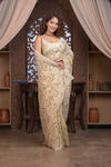 Designed by VMI! Kashi ~ Handloom Pure Organza Silk Saree in Off White with Overall Sequin Work(Silk Mark Certified)