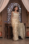 Designed by VMI! Kashi ~ Handloom Pure Organza Silk Saree in Off White with Overall Sequin Work(Silk Mark Certified)