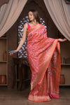 Kashi ~ Handloom Pure High Quality Silk Handloom Kadwa Banarasi Saree with Intricate Pallu in Crimson Red (Silk Mark Certified)