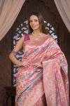 Kashi ~ Handloom Banarasi High Quality Pure Katan Original Kaduwa Silk Saree in Peach (Silk Mark Certified)