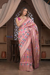 Kashi ~ Handloom Banarasi High Quality Pure Katan Original Kaduwa Silk Saree in Peach (Silk Mark Certified)