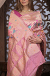 Kashi ~ Handloom Banarasi High Quality Pure Katan Original Kaduwa Silk Saree in Peach (Silk Mark Certified)