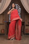 Kashi ~ Handloom Banarasi Khaddi Crepe Georgette Silk Saree in Crimson Red (Silk Mark Certified)