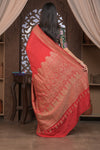 Kashi ~ Handloom Banarasi Khaddi Crepe Georgette Silk Saree in Crimson Red (Silk Mark Certified)