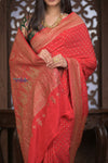 Kashi ~ Handloom Banarasi Khaddi Crepe Georgette Silk Saree in Crimson Red (Silk Mark Certified)