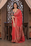 Kashi ~ Handloom Banarasi Khaddi Crepe Georgette Silk Saree in Crimson Red (Silk Mark Certified)