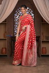 Kashi ~ Handloom Banarasi High Quality Khaddi Georgette Silk Saree in Red (Silk Mark Certified)