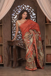 Bengal Gatha ~ Designer Chanderi Cotton Silk Saree with Digital Print in Shades of Orange