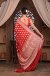 Kashi ~ Handloom Banarasi High Quality Khaddi Georgette Silk Saree in Red (Silk Mark Certified)