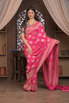 Kashi ~ Handloom Banarasi High Quality Khaddi Crepe Georgette Silk Saree in Pink (Silk Mark Certified)