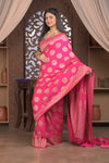 Kashi ~ Handloom Banarasi High Quality Khaddi Crepe Georgette Silk Saree in Pink (Silk Mark Certified)