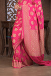 Kashi ~ Handloom Banarasi High Quality Khaddi Crepe Georgette Silk Saree in Pink (Silk Mark Certified)