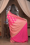 Kashi ~ Handloom Banarasi High Quality Khaddi Crepe Georgette Silk Saree in Pink (Silk Mark Certified)