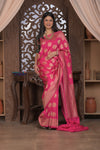 Kashi ~ Handloom Banarasi High Quality Khaddi Crepe Georgette Silk Saree in Pink (Silk Mark Certified)