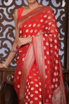 Kashi ~ Handloom Banarasi High Quality Khaddi Georgette Silk Saree in Red (Silk Mark Certified)