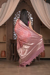 Bengal Gatha ~ Designer Chanderi Cotton Silk Saree with Hexagonal Pattern in Squalane Pink