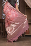 Bengal Gatha ~ Designer Chanderi Cotton Silk Saree with Hexagonal Pattern in Squalane Pink
